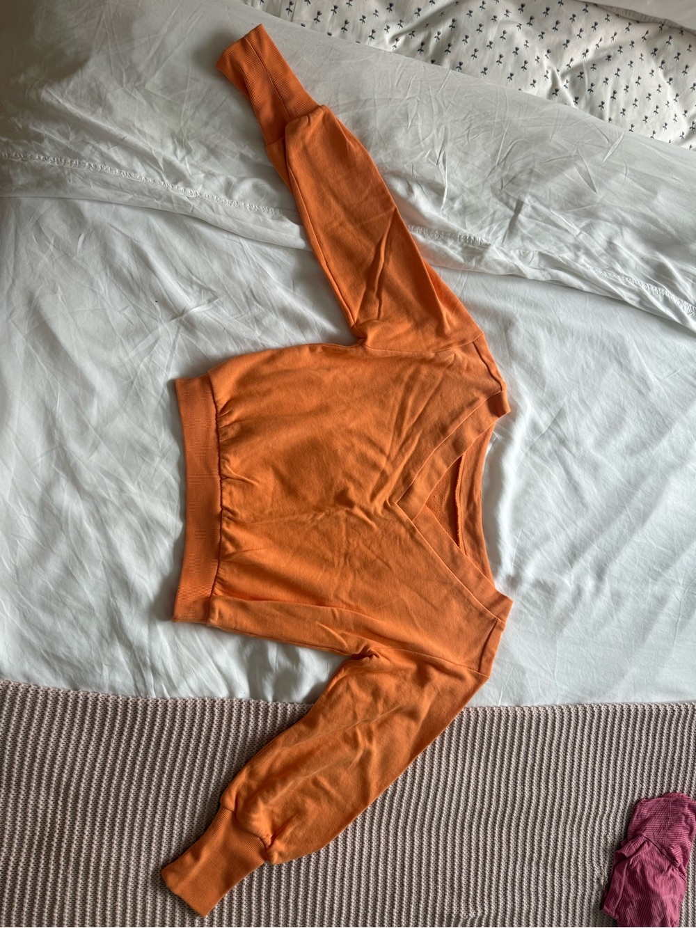 Anthropologie Orange V-Neck Pullover Sweatshirt